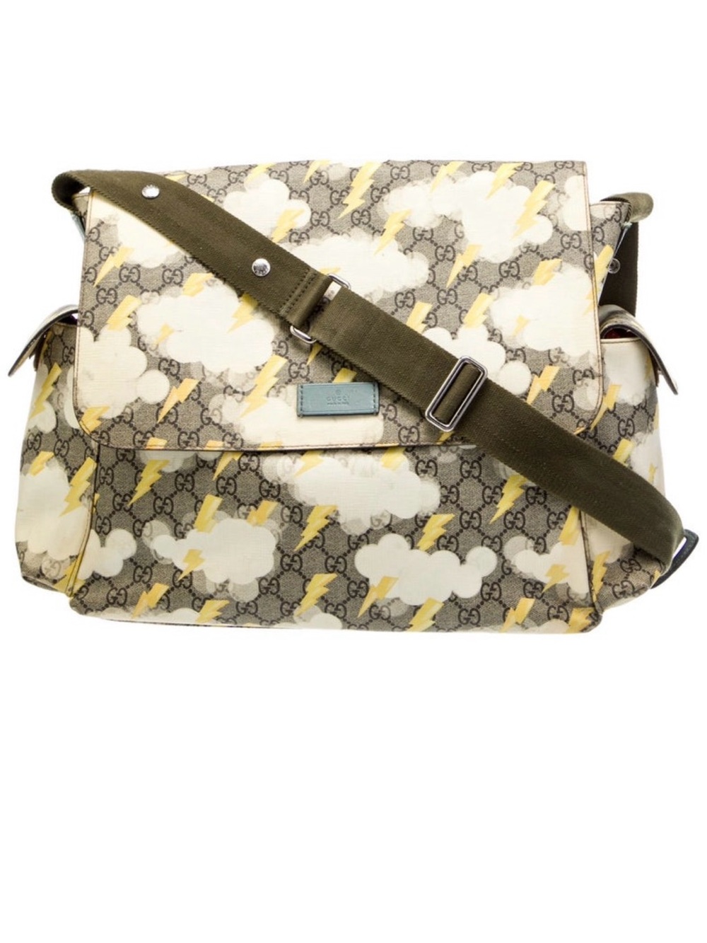 Gucci Diaper Bag with Yellow Lightning & White Cloud Print